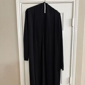 Eileen Fisher long black wool duster cardigan